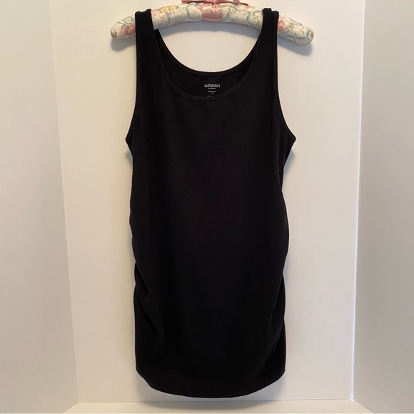 Old Navy Maternity First-Layer Rib-Knit Side-Shirred Black Tank Top Size XL - Picture 1 of 6